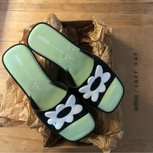 Melissa X Lazy Oaf Shape Platform Mule Sandals - Black